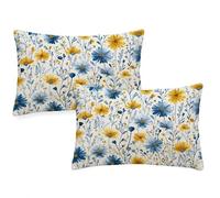 Funda Cojin 60x90 cm Cojines Exterior Impermeable Juego de 2 de Terciopelo Fundas Cojine Hogar Decorativa Rectangulares Almohadas Fundas para Sofá Cama Habitacion Flores Funda Almohada Azul qq-182