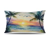 Funda Cojin 60x90 cm Juego de 1 Funda Almohada Atardecer, Terciopelo Cojines para Sofa Impresión de Doble Cara Rectangular Cojines Decorativos con Cremallera Invisible, Home Decoration (Océano) T9-417