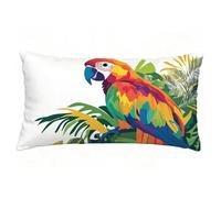 Funda Cojin 60x90 cm Juego de 1 Funda Almohada Beige, Lino Cojines para Sofa Impresión de Doble Cara Rectangular Cojines Decorativos con Cremallera Invisible, Cama Home Decoration (Loro) T9-26