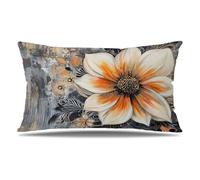 Funda Cojin 60x90 cm Juego de 1 Funda Almohada Flor, Terciopelo Cojines para Sofa Impresión de Doble Cara Rectangular Cojines Decorativos con Cremallera Invisible, Cama Home Decoration (Gris) T9-297