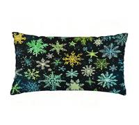 Funda Cojin 60x90 cm Juego de 1 Funda Almohada Negro, Lino Cojines para Sofa Impresión de Doble Cara Rectangular Cojines Decorativos con Cremallera Invisible, Home Decoration (Copo de Nieve) T9-237
