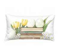 Funda Cojin 60x90 cm Juego de 1 Funda Almohada Tulipán, Lino Cojines para Sofa Impresión de Doble Cara Rectangular Cojines Decorativos con Cremallera Invisible, Cama Home Decoration (Flor) T9-686