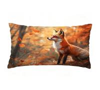 Funda Cojin 60x90 cm Juego de 1 Funda Almohada Zorro, Lino Cojines para Sofa Impresión de Doble Cara Rectangular Cojines Decorativos con Cremallera Invisible, Cama Home Decoration (Otoño) T9-257