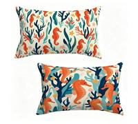 Funda Cojín 60x90 cm Juego de 2 Animal, Funda De Almohada 60 x 90 cm Cojine Exterio Coral Decoracion Cojines Sofa Lino Con Cremallera Oculta para Primavera Verano Decorativos, Regalos Mujeres O-F835HE