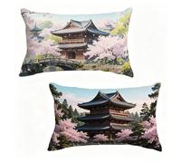 Funda Cojín 60x90 cm Juego de 2 Flor, Funda De Almohada 60 x 90 cm Cojine Exterio Arquitectura Decoracion Cojines Sofa Lino con Cremallera Oculta para Primavera Verano Decorativos, Regalos I-319SM9