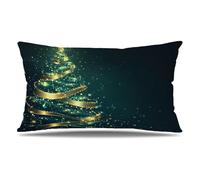 Funda Cojin 60x90 cm Juego de 2 Funda Almohada Árbol de Navidad, Terciopelo Cojines para Sofa Impresión de Doble Cara Cojines Decorativos con Cremallera Invisible, Home Decoration (Verde) T9-606