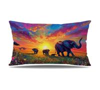 Funda Cojin 60x90 cm Juego de 2 Funda Almohada Elefante, Terciopelo Cojines para Sofa Impresión de Doble Cara Rectangular Cojines Decorativos con Cremallera Invisible, Home Decoration (Color) T9-107