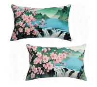 Funda Cojín 60x90 cm Juego de 2 Waterfalls, Funda De Almohada 60 x 90 cm Cojine Exterio Flor Decoracion Cojines Sofa Lino con Cremallera Oculta para Primavera Verano Decorativos, Regalos U-466GBI