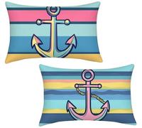 Funda Cojin 60x90 Juego de 2 Cojines Sofa Exterior Jardin Rayas Cojines Exterior Impermeable Terciopelo Pillow Case para Dormitorio Jardín Balcón Sofá Camping, Home Decoration, Ancla del Barco x-857