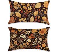 Funda Cojin 60x90 Juego de 2 Lino Cojines Sofa Ocre Funda Almohada Hojas Cojines para Sofa Cojin Cama, Rectangular Fundas Cojin Impermeable, para Decorativos Jardin Salon Dormitorio Balcones s-939