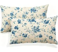 Funda Cojin 60x90 Rosa Cojines Sofa Funda de Cojines Azul Lino Juego de 2, Almohada Rectangular de Decorativa Modernas con Doble Cara para Salón, Cama, Jardín, Exterior, Terraza, Silla, Coche JK-540