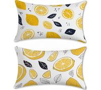 Funda Cojin 60x90cm Cojines Exterior Impermeable Amarillo Funda Almohada Lino Cojines para Sofa Cama Limón Protector Decorativos Jardin Outdoor Cushions Juego de 2 Rectangular con Cremallera u-15531