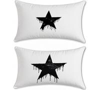 Funda Cojin 60x90cm Cojines Exterior Impermeable Blanco Negro Funda Almohada Lino Cojines para Sofa Cama Pentagrama Protector Decorativos Jardin Outdoor Cushions Juego de 2 con Cremallera u-12890