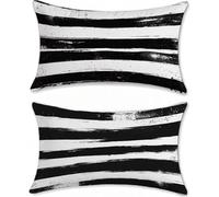 Funda Cojin 60x90cm Cojines Exterior Impermeable Blanco Negro Funda Almohada Lino Cojines para Sofa Cama Raya Protector Decorativos Jardin Salon Outdoor Cushions Juego de 2 con Cremallera u-14068