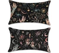 Funda Cojin 60x90cm Cojines Exterior Impermeable Negro Funda Almohada Lino Cojines para Sofa Cama Abstracto Protector Decorativos Jardin Outdoor Cushions Juego de 2 Rectangular con Cremallera u-14904