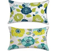 Funda Cojin 60x90cm Cojines Exterior Impermeable Verde Funda Almohada Lino Cojines para Sofa Cama Flor Protector Decorativos Jardin Salon Outdoor Cushions Juego de 2 Rectangular con Cremallera u-13289