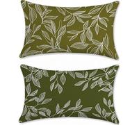 Funda Cojin 60x90cm Cojines Exterior Impermeable Verde Funda Almohada Lino Cojines para Sofa Cama Hojas Protector Decorativos Jardin Outdoor Cushions Juego de 2 Rectangular con Cremallera u-14125