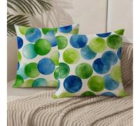 Funda Cojin 65x65 Azul Cojines Exterior Terciopelo Verde Fundas para Almohadas con Cremallera Oculta, Cojines Decorativos Sofá Silla Patio Jardín Terraza Otoño, Regalos Mujeres, Juego de 2 1B-469