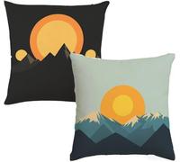 Funda Cojin 65x65 cm, Cojines Sofa Montaña, Terciopelo Fundas de Almohada, Cremallera Oculta, Impermeable, para Silla Sofá Cama Dormitorio, Navidad Decorativas Regalo (Color Negro, Juego de 2) O-520