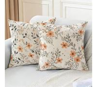 Funda Cojin 65x65 cm de Terciopelo Juego de 2 Fundas de Cojines Floral Fundas Almohadas de Primavera Nórdico Cojines Cama Decorativos con Cremallera Oculta para Sofá Sala de Estar Dormitorio (IU89)