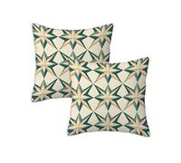 Funda Cojin 65x65 cm, Juego de 2 Mandala Cojines Exterior Impermeable, Cuadrado Lino Cojines Cuadrícula Patchwork Cama Sofa Decorativos, Funda de Almohada para Dormitorio Terraza Jardín Balcón Z-814