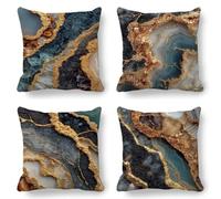 Funda Cojin 65x65 Oro Impermeable Exterior, Funda de Almohada Terciopelo Juego de 4, Disponible para Todas Estaciones, Súper Suaves Fundas Cojines Natural Cuadrada por Sala Jardín Home Decor K-581