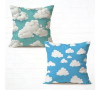 Funda Cojín 65x65cm Juego de 2 Azul Cojines Sofa Exterior Impermeable Nube Decorativos Funda Almohada Velours Patrón Impresión a Doble Cara HD para Exterior Balcón Primavera Decorativos, F-778TAD