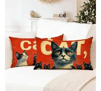 Funda Cojin 70 x 90 cm Rojo Funda de Almohada Gato Cojines para Sofa, con Cremallera Oculta Funda de Almohada,Lino de Terciopelo Patrón Doble Cara Cojines para Sofa, Regalos para Hombres 0R-366