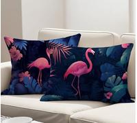 Funda Cojin 70x40 cm Juego 2, Fundas Cojines Exterior Jardin Púrpura, Impermeable Terciopelo Fundas de Almohada Decorativa Flamenco Cojines para Sofa Habitacion Patio Jardín Balcón Funda Cojin R-4791
