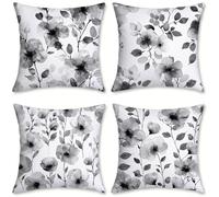 Funda Cojin 70x70 Juego de 4 Cojines Sofa Gris Cojines Exterior, Cojin Impermeable Terciopelo Fundas de Almohada, Cuadrado Funda Almohada 4 Pack, Decoración Jardin Exterior, 70x70cm, Planta, o-509