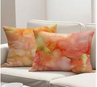 Funda Cojin 70x90 cm Juego 2, Fundas Cojines Exterior Jardin Naranja, Impermeable Terciopelo Fundas de Almohada Decorativa Mármol Cojines para Sofa Habitacion Patio Jardín Balcón Funda Cojin R-2499