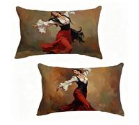 Funda Cojín 70x90 cm Juego de 2 Bailar, Funda De Almohada 70 x 90 cm Cojine Exterio EspañA Decoracion Cojines Sofa Lino con Cremallera Oculta para Banco Primavera Verano Decorativos, Regalos E-H73EZ8