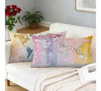 Funda Cojin 70x90 cm Juego de 2 rosa Fundas Cojines Mapa del mundo Funda Cojín Sofá Rectangular Lino Decorativos Funda de Almohada Sofa Cushion Covers Lumbar para Silla Dormitorio Decoracion L-546