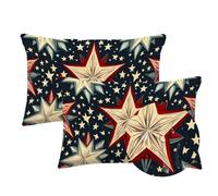 Funda Cojin 70x90cm Cojines Exterior Impermeable 2 Piezas Rectangulares Lino Fundas de Almohada Geometría,Grandes Cushion Covers con Cremallera Oculta,Patio Jardín Otoño Decor Cushion Estrella,LY-908