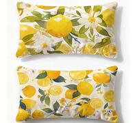 Funda Cojin 70x90cm Juego de 2 Fundas de Cojines Color Naranja Cojines Sofa Limón,2026 Nuevo Rectangulares Terciopelo Impresión a Doble Cara Funda Almohada para Dormitorio Habitacion Decor O-572U