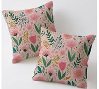 Funda Cojin 75x75 cm Fundas Cojines Rosa Cojines Sofa Decorativos Juego de 2 Fundas Cojin Flores Jardin Almohada Lino Funda de Almohada impresión Doble Cara para Coche Silla Decoracion, Regalo C-273