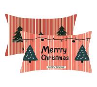 Funda Cojin 80x100 Juego de 2 Navidad Cojines Exterior Rojo Funda Almohada Rectangulares Terciopelo Decorativos Cushion Covers con Cremallera Invisible para Sala Estar Sofá Decor Otoño Regalos,J587