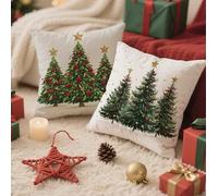 Funda Cojin 80x80 Árbol de Navidad Cojines Exterior Terciopelo Verde Fundas para Almohadas con Cremallera Oculta, Cojines Decorativos Sofá Silla Patio Jardín Terraza Otoño, Regalos, Juego de 2 1B-75