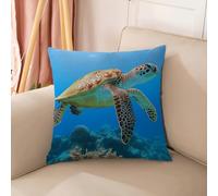 Funda Cojin 80X80 Azul Y Naranja Modernas Anti-Manchas y Transpirable, Super Suave con Cremallera Invisible, para Sofá Dormitorio