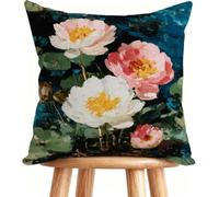 Funda Cojín 80x80 cm Copricuscini Divano Flor Cojines Sofa Lino para Sofá Cama Coche Hogar Decorativos Lago 1-C1927