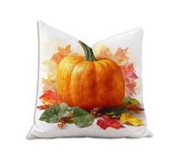 Funda Cojin 80x80 cm Thanksgiving Day Funda Almohada Terciopelo Impresión a Doble Cara Calabaza Protector Almohadas con Cremallera Oculta, Cojines Decorativos Sofá Patio Jardín, Juego de 1 2B-403