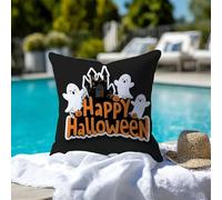 Funda Cojin 80x80 cm Víspera de Todos los Santos Funda Almohada Terciopelo Impresión a Doble Cara Negro Protector Almohadas con Cremallera Oculta, Decorativos Jardín Terraza, Juego de 1 2B-1186