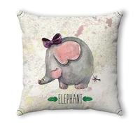 Funda Cojin 80x80 Elefante Gris Púrpura Funda Almohada Cuadrado Lino Lavable Cojines Cama Sofá con Cremallera Decorativos Dormitorio Coche Fundas Cojines Decorativos