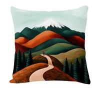 Funda Cojin 80X80 Montaña Roja Modernas Anti-Manchas y Transpirable, Super Suave con Cremallera Invisible, para Sofá Dormitorio