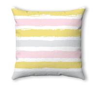 Funda Cojin 80x80 Rayas Amarillas Rosadas Funda Almohada Cuadrado Lino Lavable Cojines Cama Sofá con Cremallera Decorativos Dormitorio Coche Fundas Cojines Decorativos
