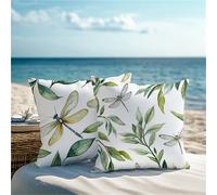 Funda Cojin 80x80cm 2 Piezas Cojines Exterior Jardin Verde Fundas de Cojín Inpermeab de Cuadrada Lino Fundas Cojines libélula con Cremallera Invisible para Sofá Jardín Balcón Otoño Decorativos 1Z-102