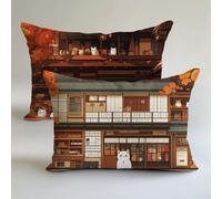 Funda Cojin 90x40cm Naranja Fundas Cojines Otoño Cojines para Sofa Decoración Lino Almohada Juego 2 Piezas,Cremallera Oculta,Verano Decorativa Doble Estampado,Hogar Sofá Silla Cama Sala Estar L-L11