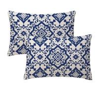 Funda Cojin Azul Fundas Cojines 30x50 cm Rectangular Cojin Sofa Juego de 2 Boho Cojines Sofá Diseño de impresión a Doble Cara Lino Fundas de Cojín para Dormitorio Coche Decoración del Hogar S-911
