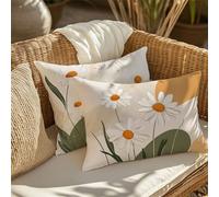 Funda Cojin Estilo nórdico Cojines Exterior Impermeable Terciopelo 40x70 cm Grande Cojin Rectangular 2 Piezas Margarita Fundas para Almohadas Sofa Impresión de Doble Interior/Exterior Decor 1B-639