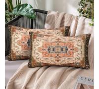 Funda Cojin Etnico 30x50cm Juego de 2 Cojines Lino Decorativos para Sofa Mandala Flor Funda de Almohada Boho Cojín Rectangular Cojín Sofá Hogar Sala de Estar Sofá Dormitorio Decoración